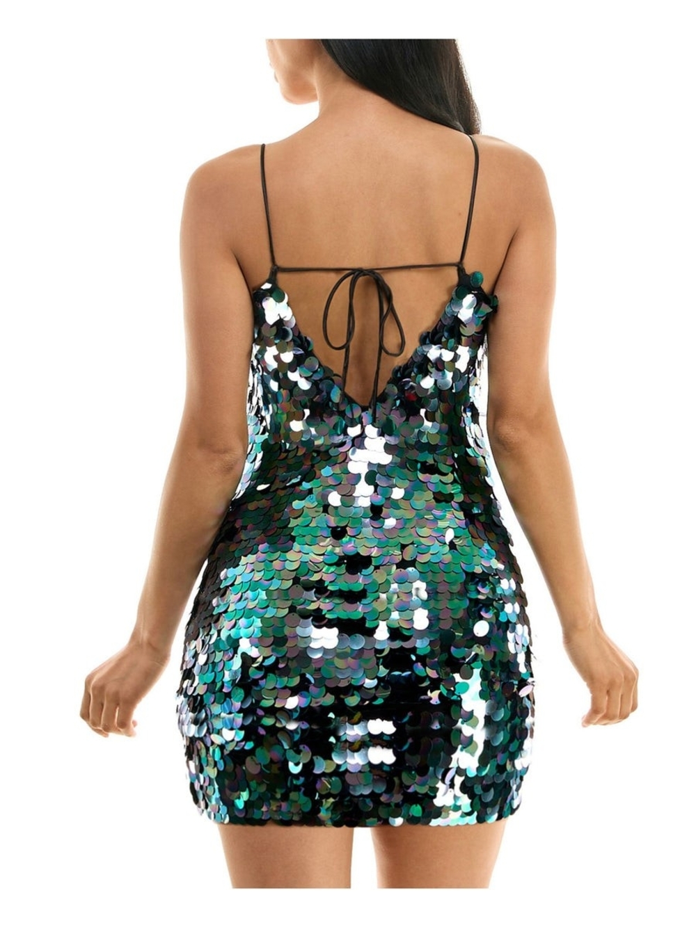 City Studio Iridescent Sequin Mini Dress - Green/Teal